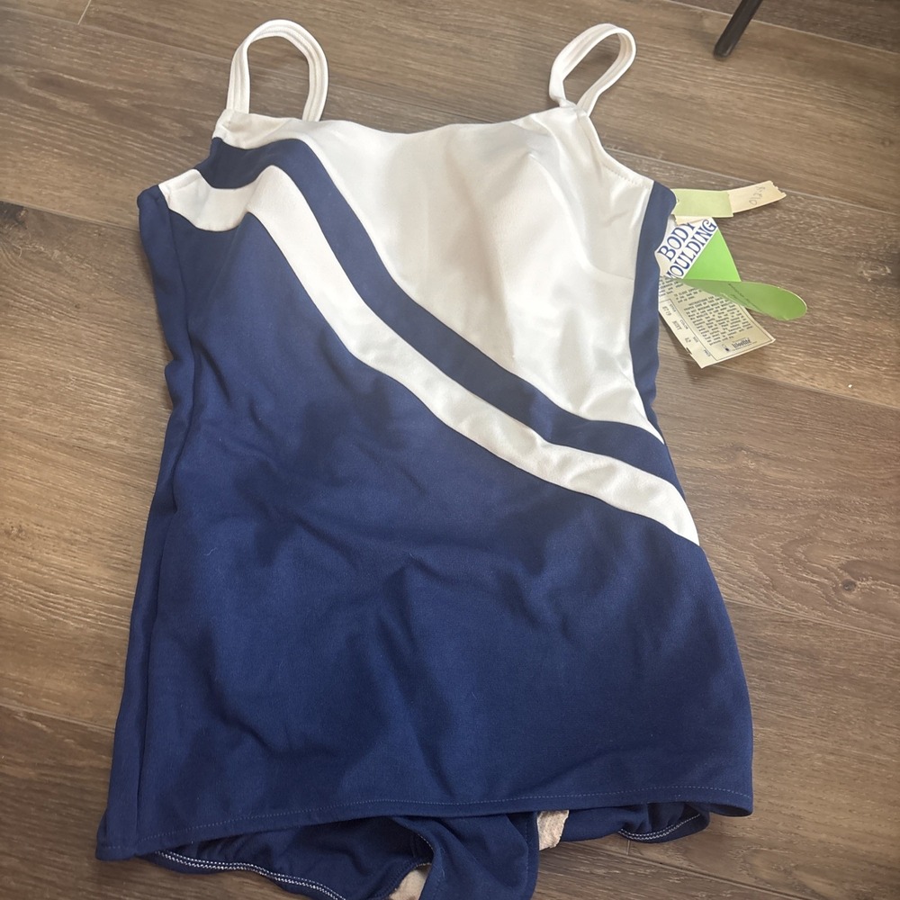NEW 1960's Vintage Robby Len Lane Bryant Body Molding Swimsuit Size 42 Navy